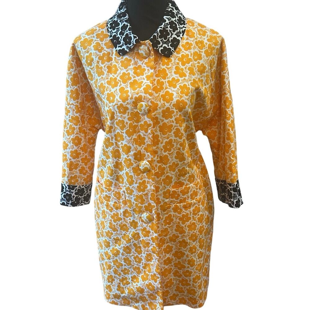 Rare Designer l Love Moschino Bright Orange Floral Unlined Lightweight Coat Sz 4